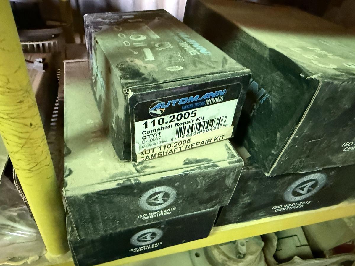 Used (2) 120”L X 24”W X 72”H 5-TIER METAL RACKS W/ TRUCK & ENGINE PARTS CONTENTS