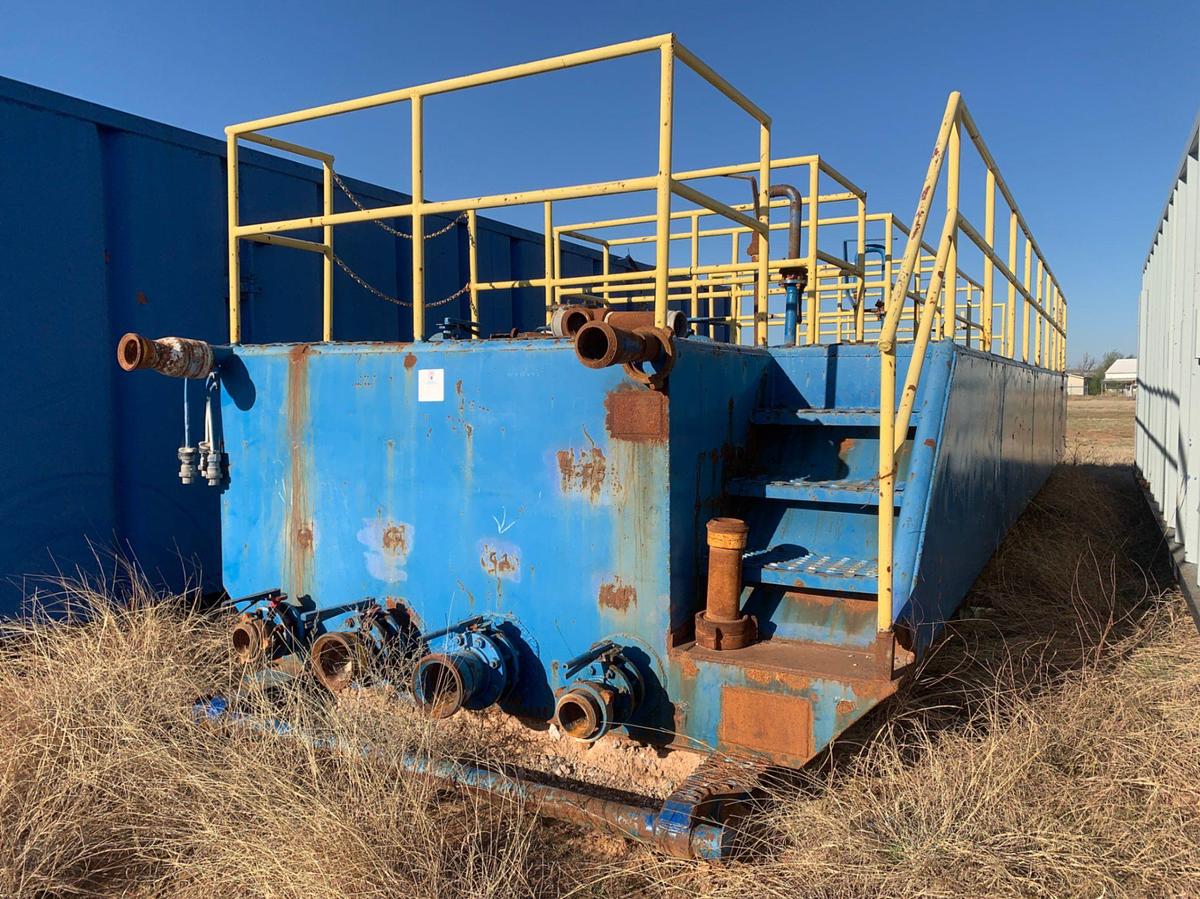 Used 550 BBL 41’ L x 11’ W x 5’ T 4-Compartment Mud Pit w/ Catwalks on Top