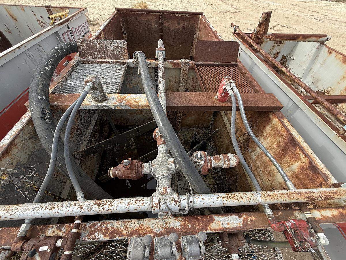 Used 15’ X 7’ X 5’ 3-COMP CEMENT MIXING TANK W/ AGITATORS, AIR VALVES CATWALK, PORCH,