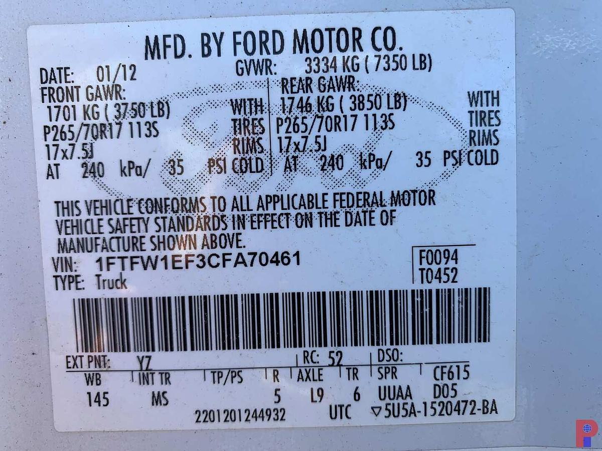 Used 2012 FORD F-150 XLT 4X4 CREW CAB PICKUP