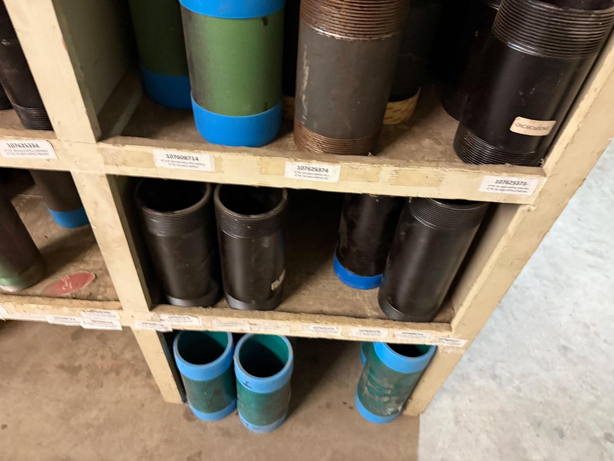 Used SECTION OF (80+) MOSTLY HEAVY WALL 2” THRU 4” PIPE NIPPLES