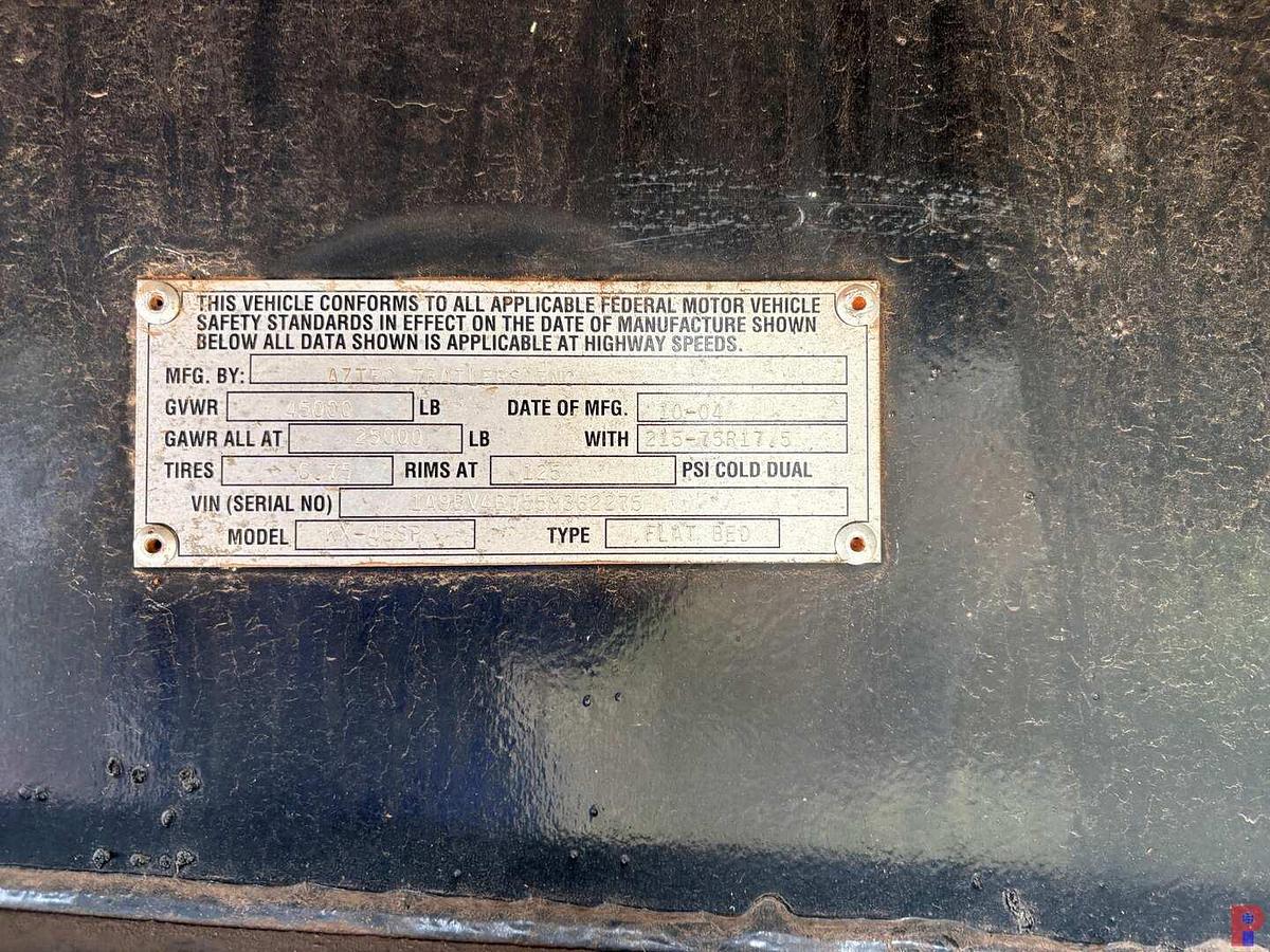 Used 2005 AZTEC TRAILERS 53’ X 102” T/A LOWBOY TRAILER