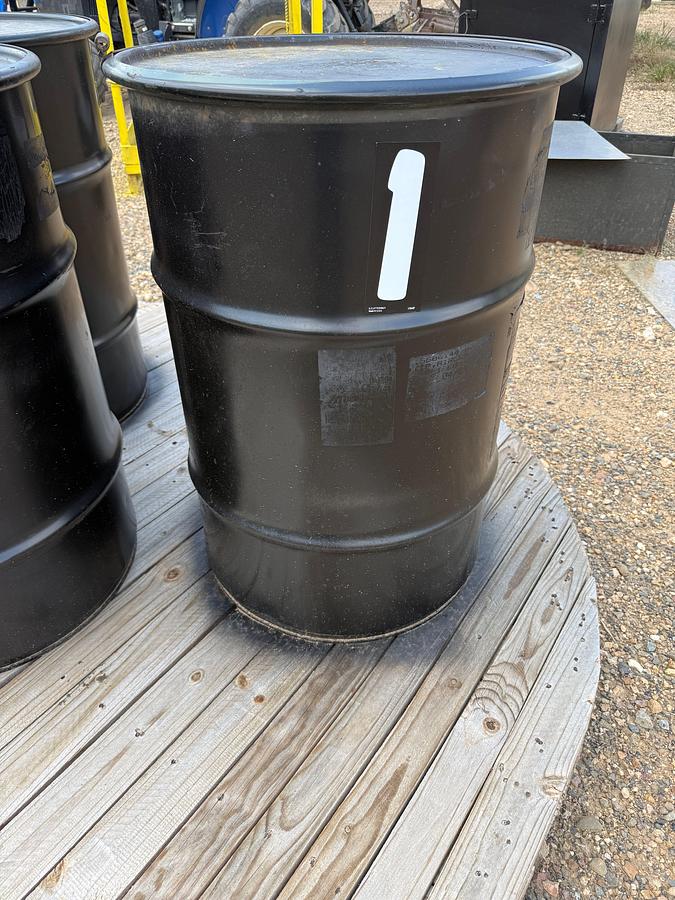 Used (3) 55 gallon drums of Triangular Ceramic Abrasive Polishing Tumbling Media. Approximately 700 lbs. in each drum.