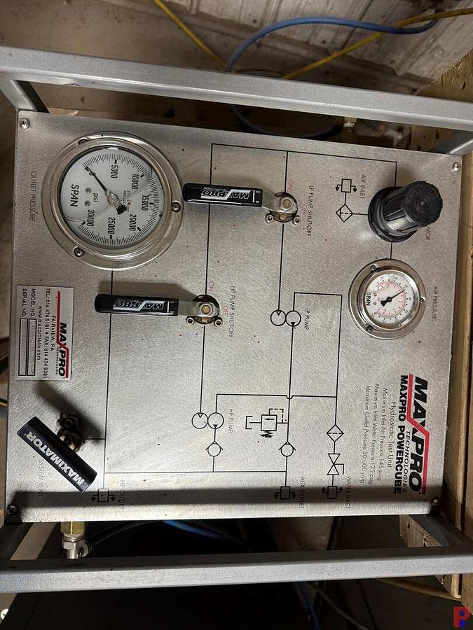 Used MAXPRO TECHNOLOGIES POWERCUBE 25K PSI HYDROSTATIC TEST UNIT TEST SYSTEM PACKAGE