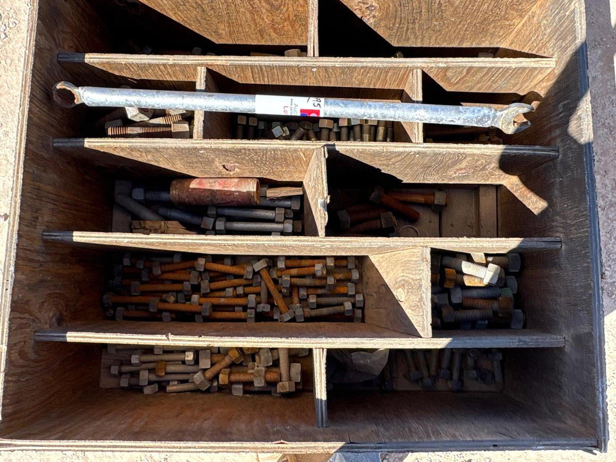 Used Crate of assorted 1” to 1-1/4” stud bolts