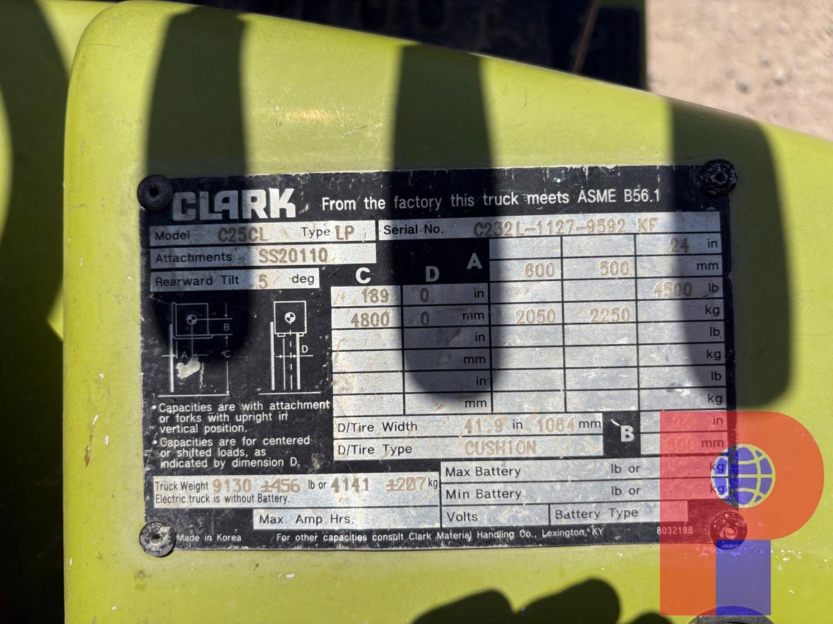 Used CLARK C25CL 4,500LB FORKLIFT