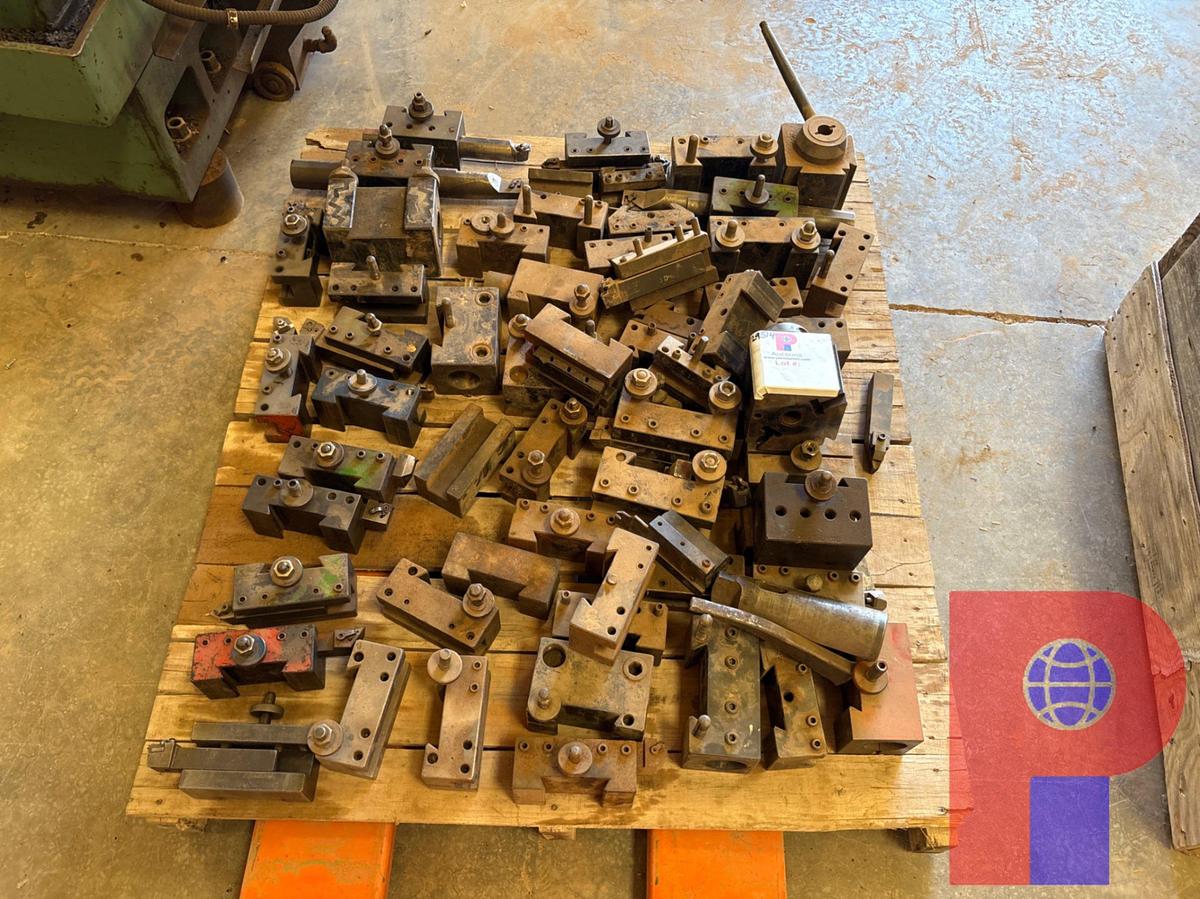 Used PALLET OF (60) ASSORTED LATHE TOOL HOLDERS & BLOCKS