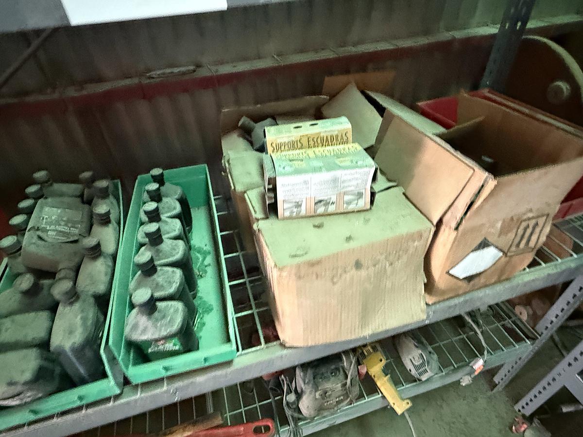 Used 96”L X 24”W X 72”H 3-SHELF RACK W/ TRUCK FLUIDS, ELECTRIC & HAND TOOLS