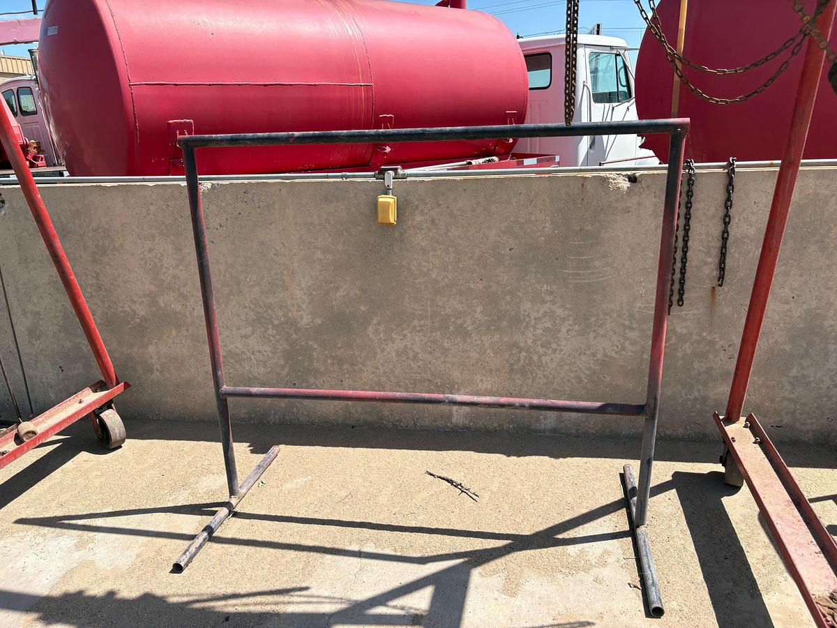 Used 11’ x 5’ x 10’ portable A-frame tool rack w/ 6’ x 5’ rack & (2) miscellaneous stands