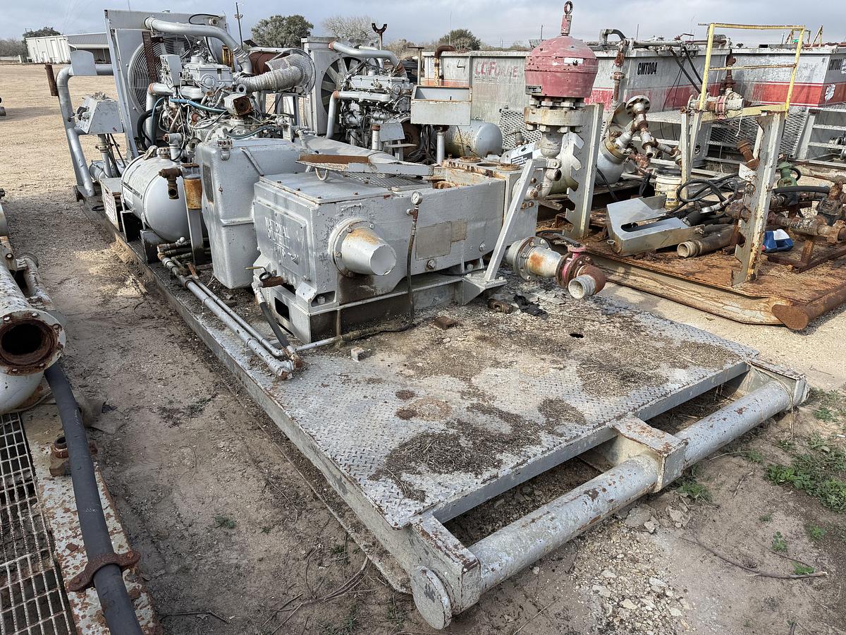 Used JWS-340 10K WP TRIPLEX WELL SERVICE PUMP SKIDDED P/B DETROIT SERIES 60 (INCOMPLETE)
