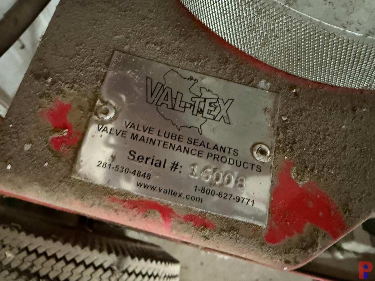 Used (2 X $) VAL-TEX 15K PSI HYDRAULIC LUBRICATOR UNIT W/  DOLLY, (2) OMEGA LIFT TREADLE PUMPS