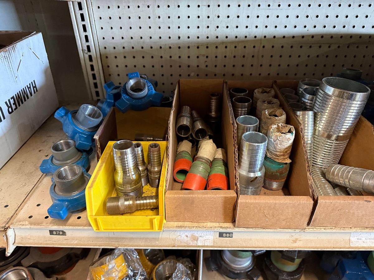 Used SECTION OF (60+) MIX HEAVY & STD 2” THRU 3” SWAGES, FIG 200, 400, & SOME 1502 PIPE UNIONS, SLEEVE COUPLINGS