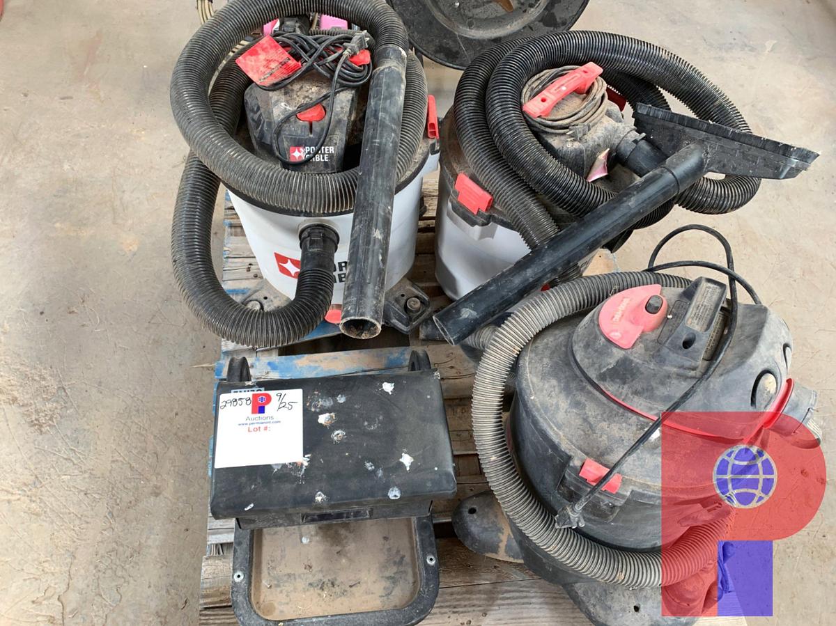 Used (3) SHOP VACS, AND ROLLING CHAIR
