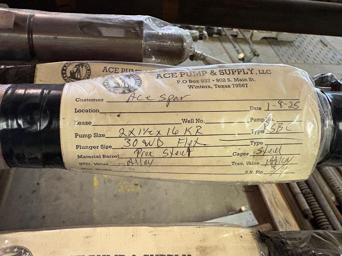 Used NEW 2” x 1-1/2” x 16’, 30WD FLEX, CS TRIM DOWNHOLE PUMP