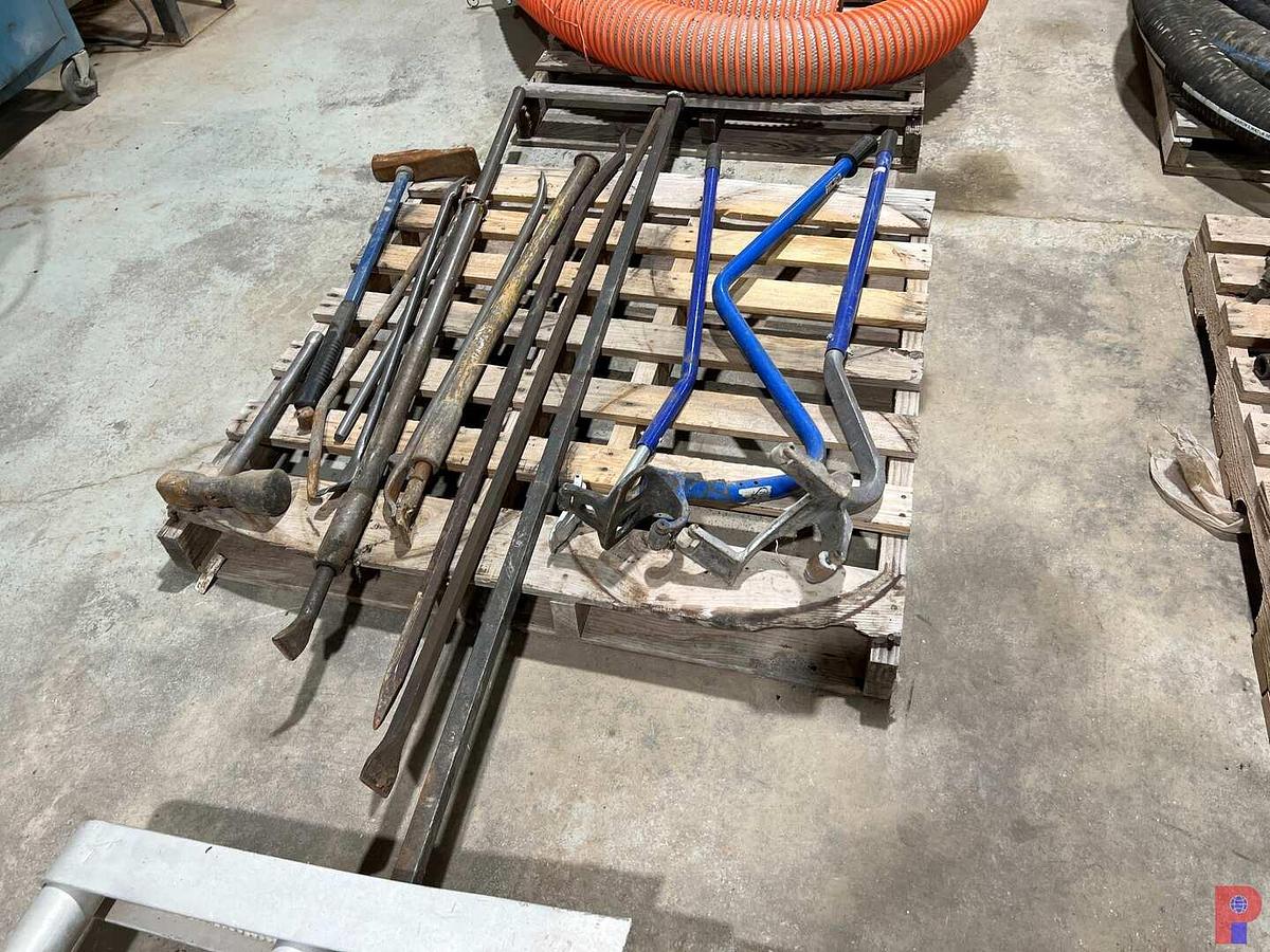 Used TWO PALLETS W/ BOTTLE JACKS, JACK STANDS, ROLLING PNEUMATIC LINE PAINTER & SEE DETAILS