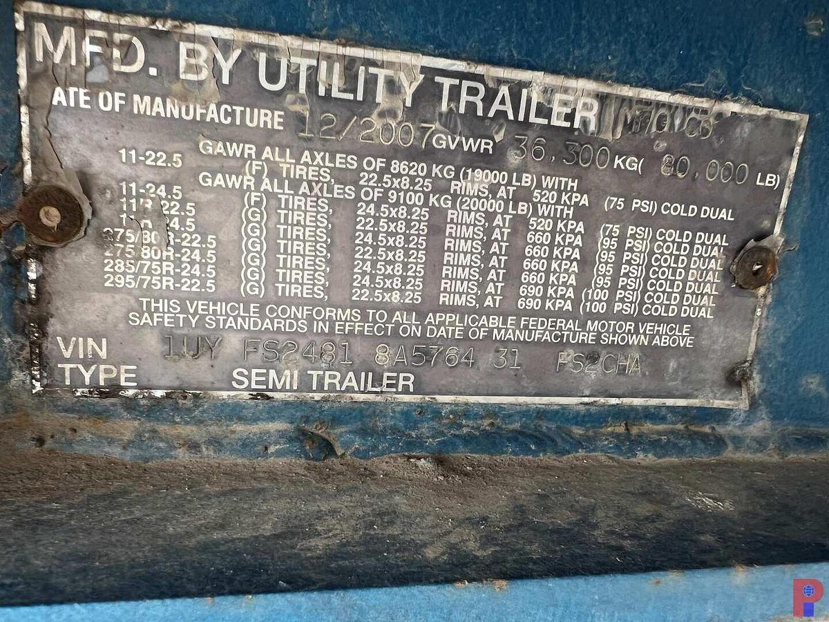 Used 2008 UTILITY TRAILER MFG. CO. 48’ TANDEM SPREAD AXLE FLATBED TRAILER