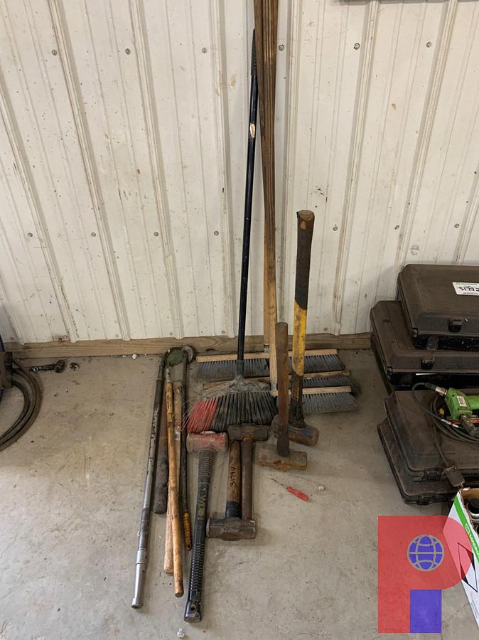 Used (5) SLEG HAMMERS, (4) BROOMS AND (2) MAGNETS
