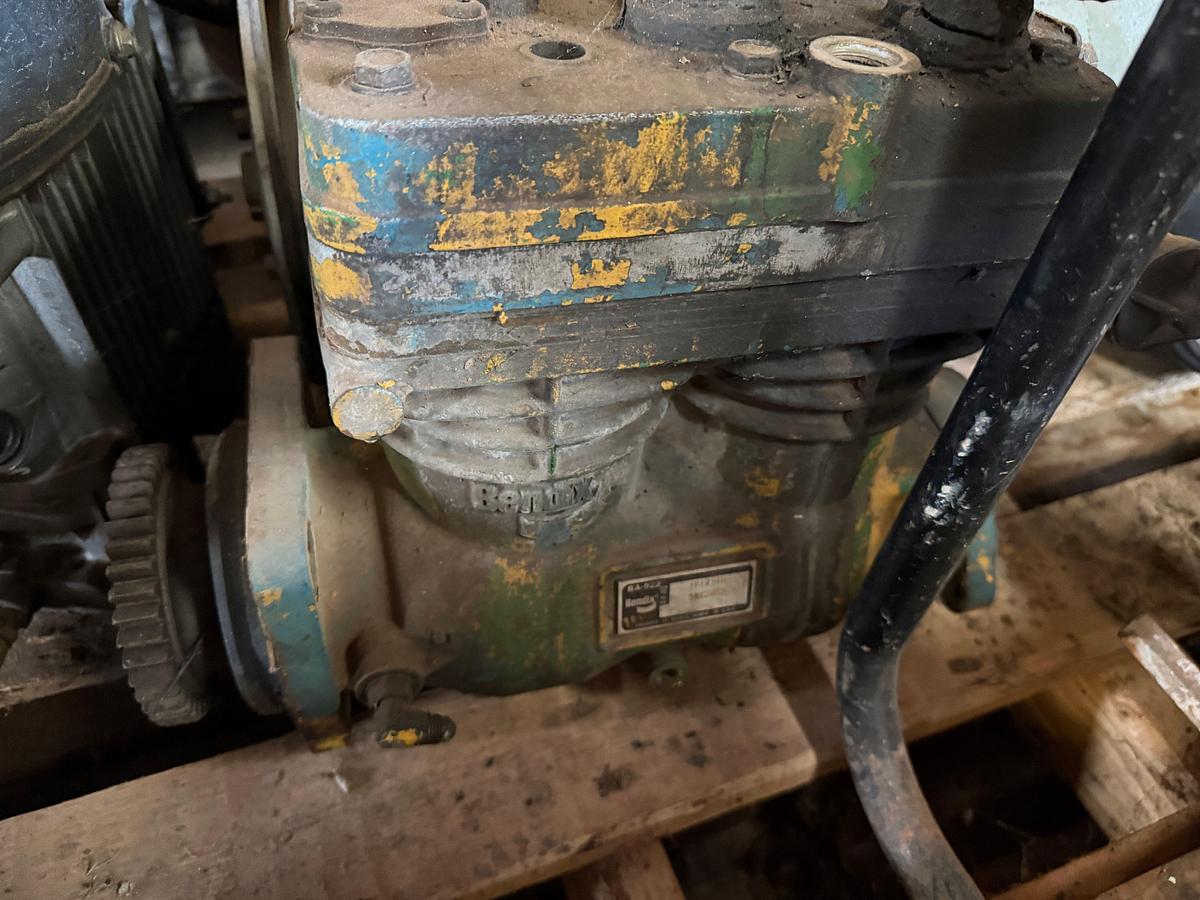 Used PALLET W/ HODA GX160 GAS TRASH PUMP (INOP), BENDIX CAT AIR COMPRESSOR, (4) ELECTRIC MOTORS, KOHLER OHV V-VALVE SMALL ENGINE