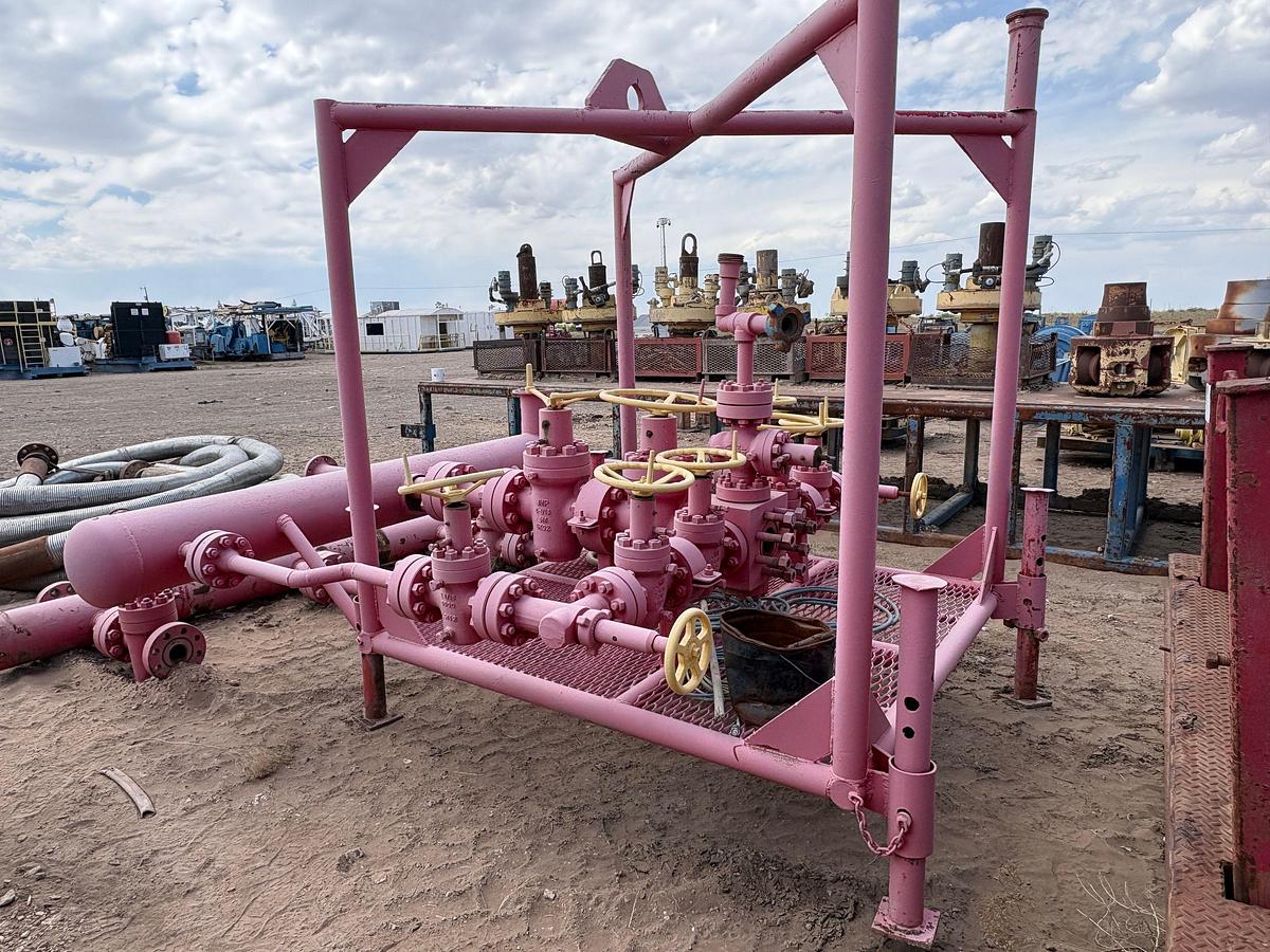 Used 5K choke valve manifold w/ transport  skid