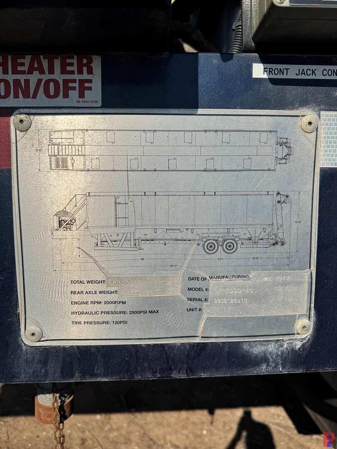 Used 2012 CONVEY ALL SK-3000-AC SAND KING BULK STORAGE TRAILER