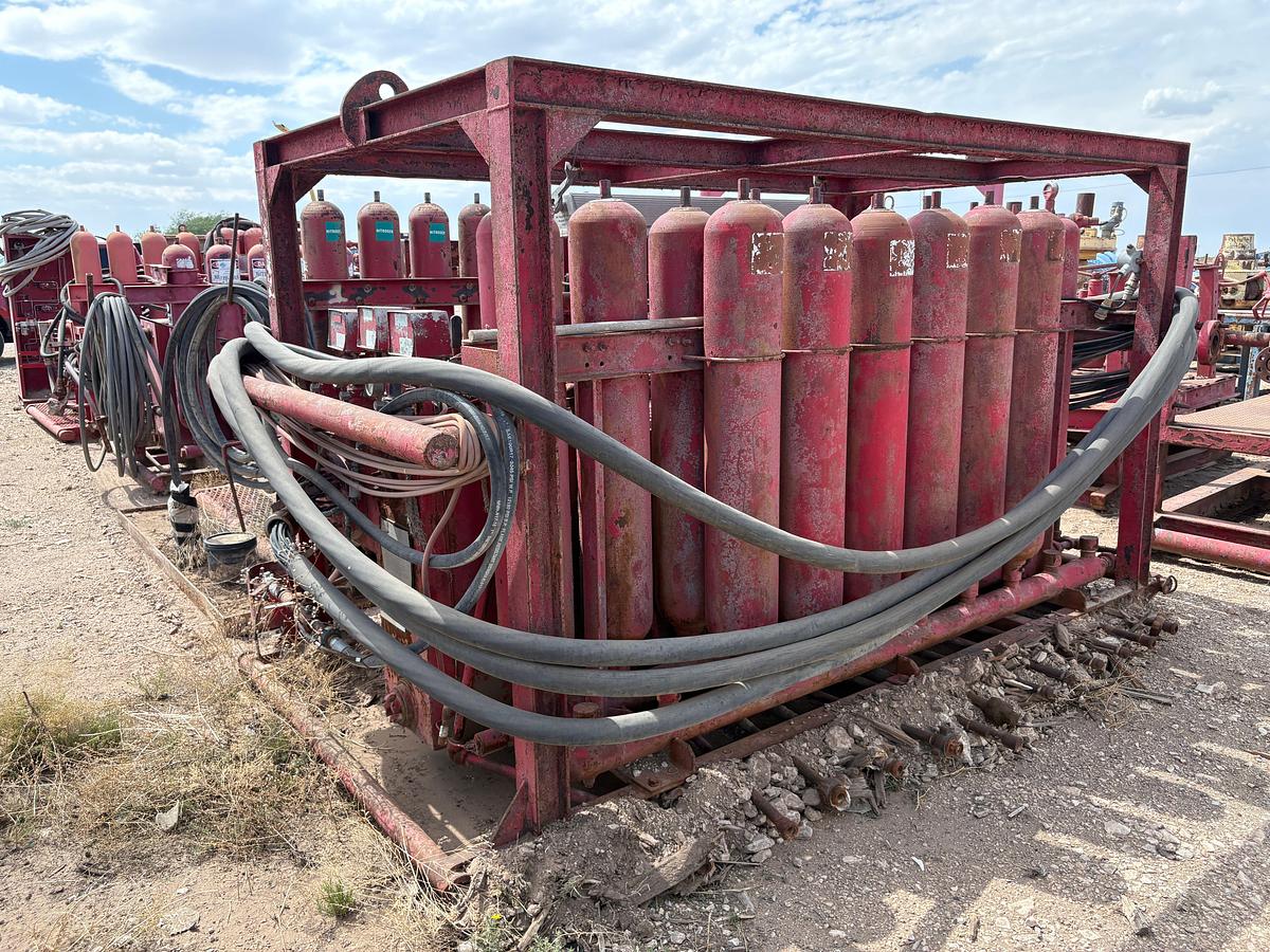 Used Koomey type 80 7-station closing unit, skidded