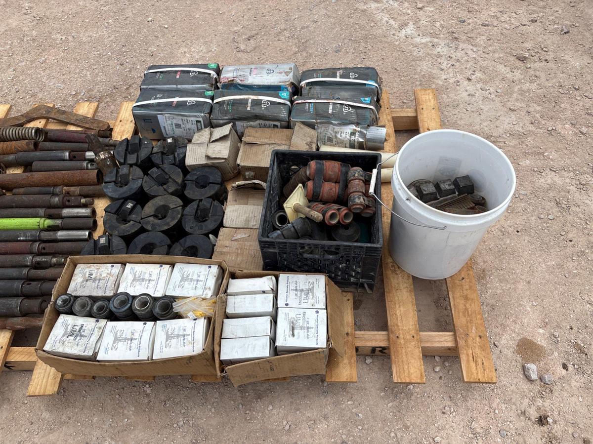 Used (2 pallets) assorted swab cups, stripper rubbers, hydraulic hoses, & drill bits