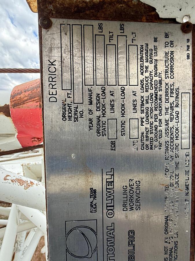 Used NOV FRANKS 96’ X 215,000 LBS. DERRICK