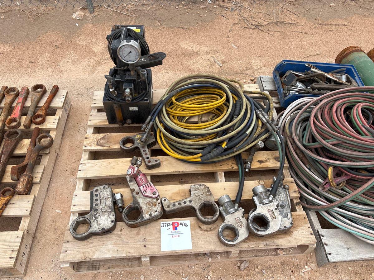Used Patriot 10K portable electric hydraulic power pack w/ set of hydraulic torque wrenches
