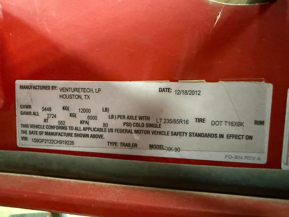 Used 2012 VENTURETECH XK-90 POWER SWIVEL MTD ON GOOSENECK T/A TRAILER