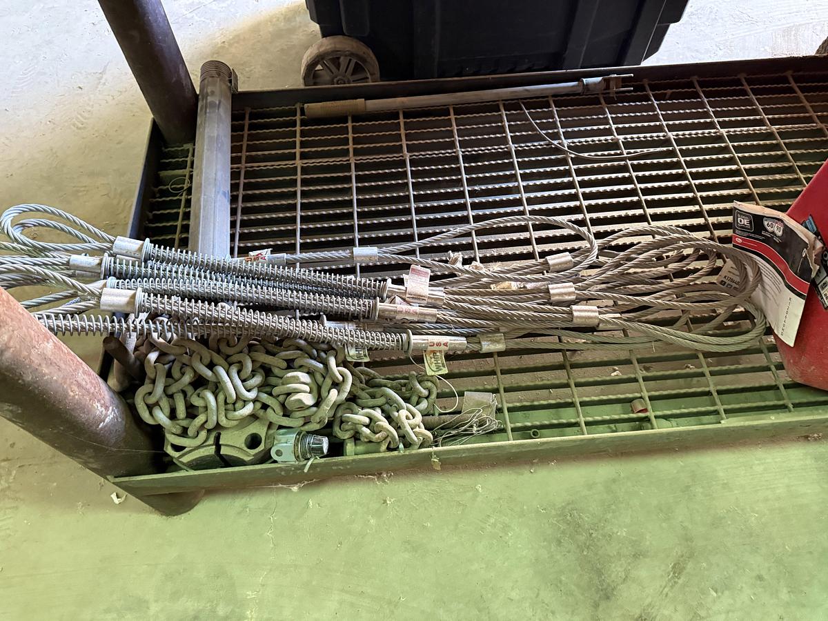 Used (1) 72”L X 24”W X 36”H METAL SHOP BUILT ROLLING TOOL CART & (1) 62”L X 32”W X 36”H METAL WORK BENCH TABLE W/ ELEC. 8” GRINDER