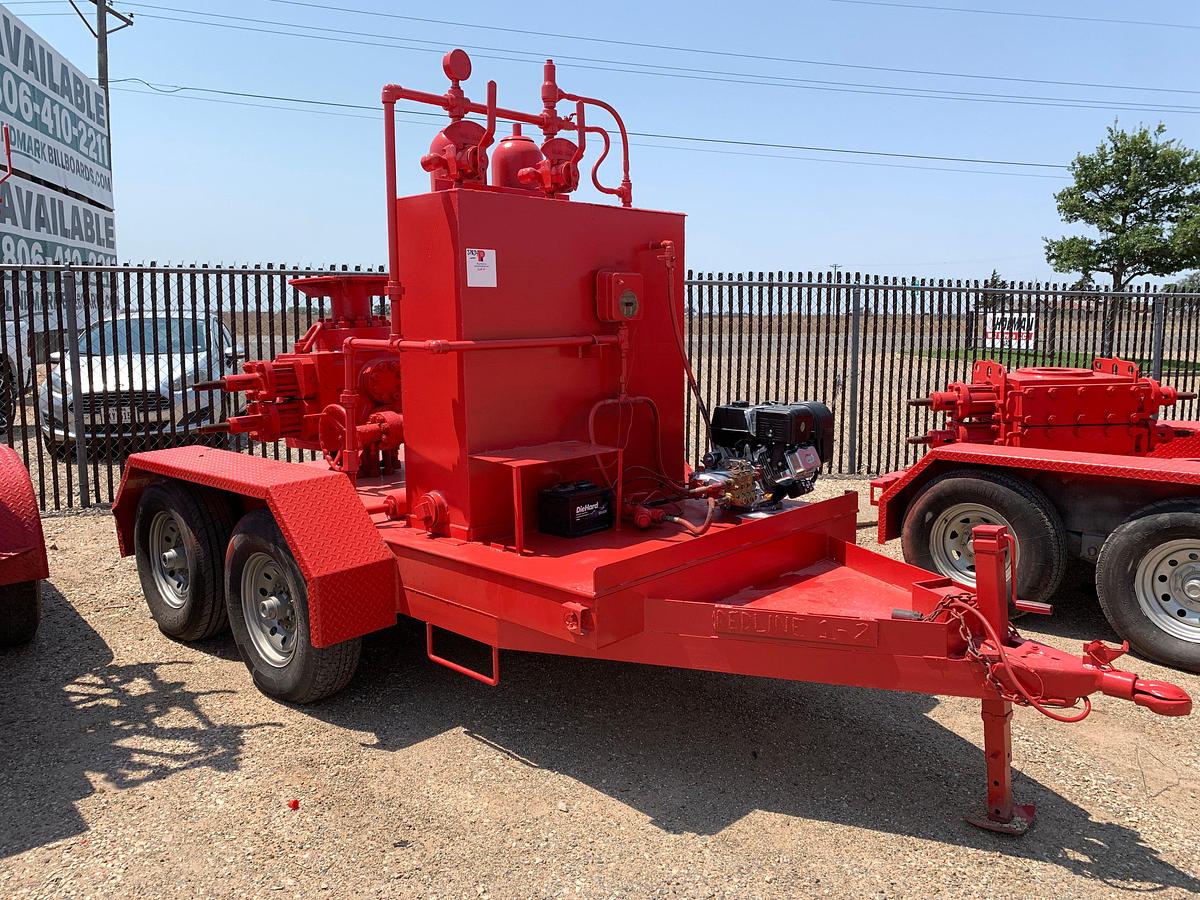 Used 2-station closing unit mtd on SHOPBUILT 10’ x 5’ t/a bumper pull trailer