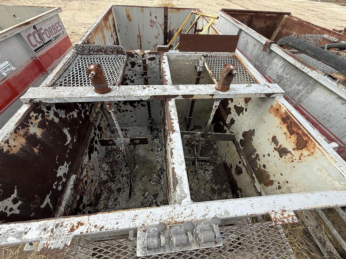 Used 15’ X 7’ X 5’ 3-COMP CEMENT MIXING TANK W/ AGITATORS, AIR VALVES CATWALK, PORCH,