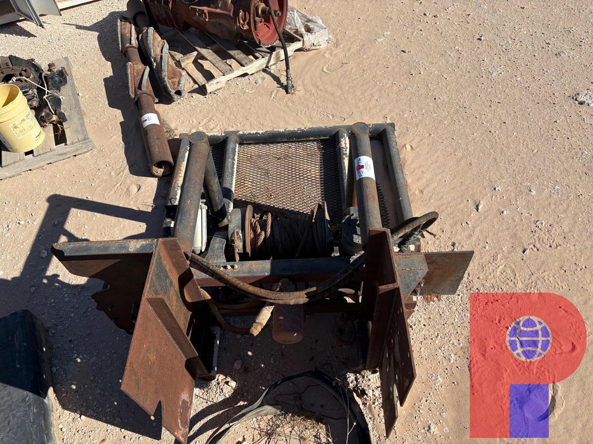 Used TULSA MECHANICAL WINCH W/ 3/4” CABLE, HEADACHE RACK, & HYDRAULIC WINCH CONTROLS