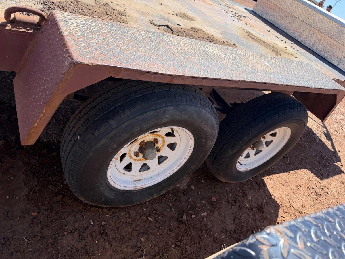 Used 2006 Shopbuilt 15’ t/a steel deck utility trailer