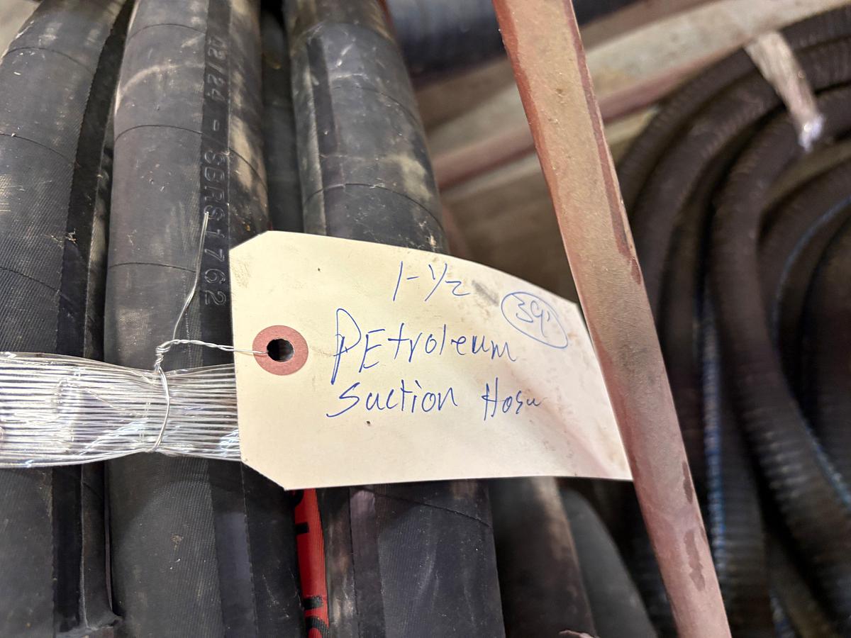 Used 8’ x 4’ x 4’ rack w/ assorted vacuum, hydraulic, & rubber hoses