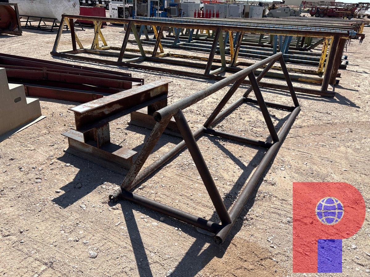Used (1) 12’ X 3’ TRIANGLE PIPE RACK, (1) 5’ X 2’ I-BEAM STAND, & (1) 30”H ALUMINUM STAIRS