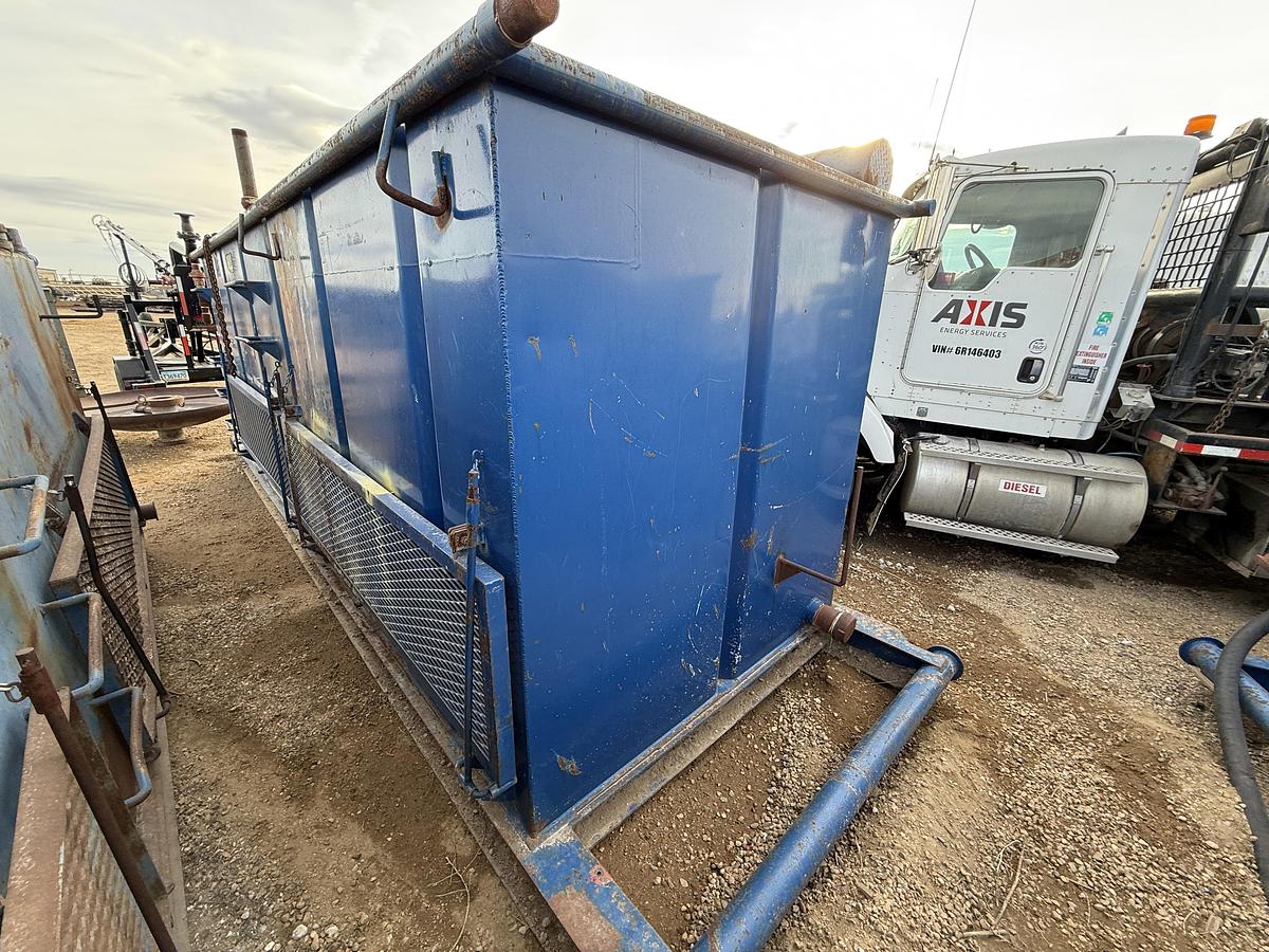 Used 18’L X 6’W X 6’H 2-COMP. REVERSE PIT W/ CATWALK, GAS BUSTER, HOSE RACK