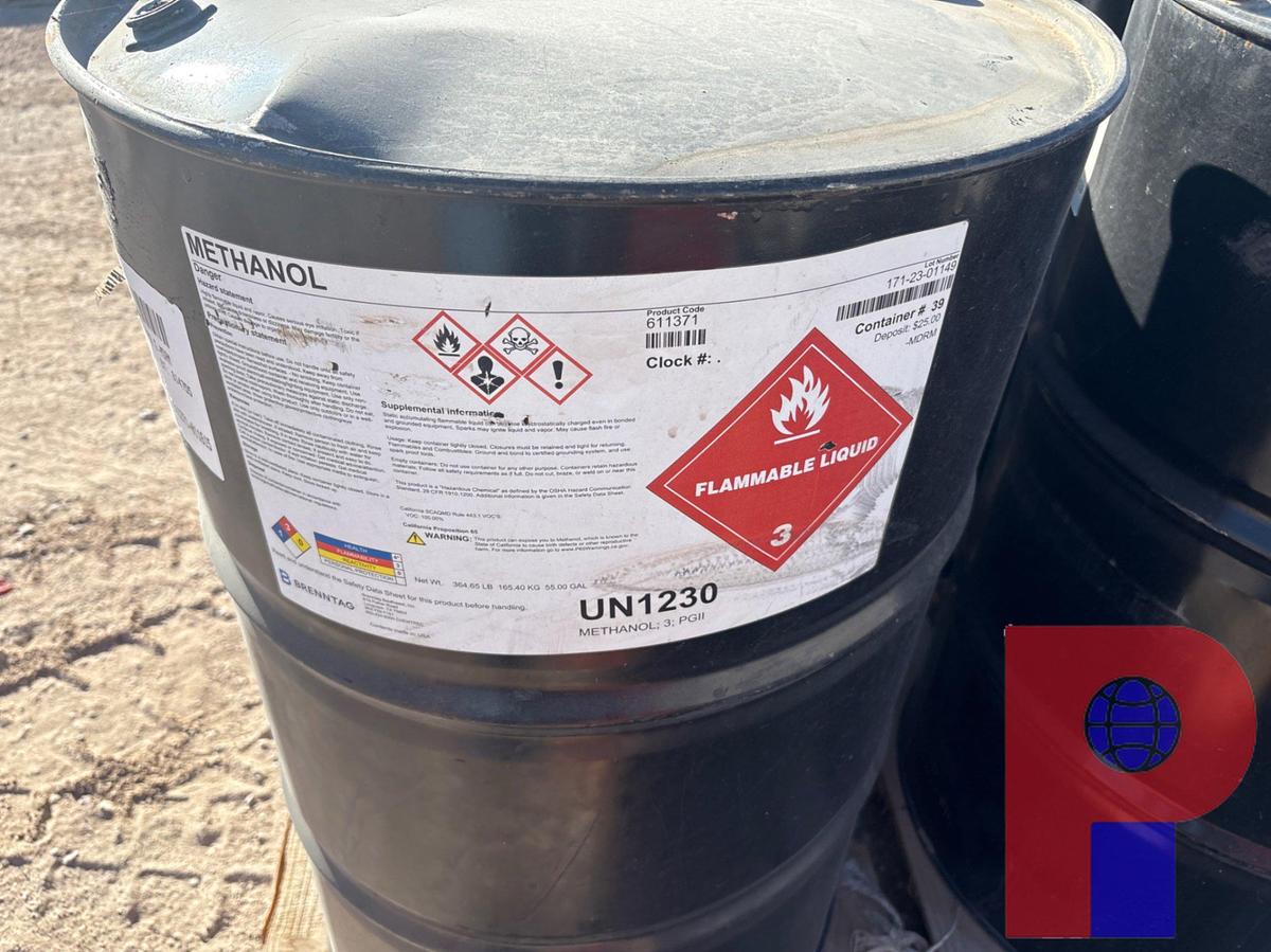 Used (1) 330 GALLON TOTE OF METHANOL & (4) 55-GALLON DRUMS OF METHANOL