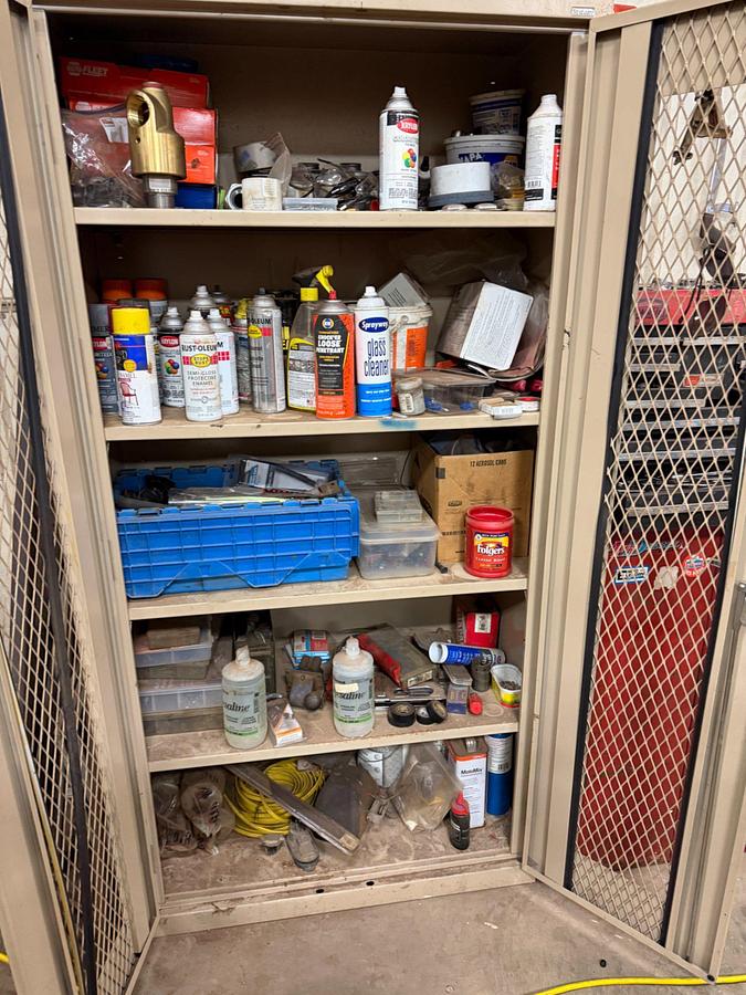 Used Work Bench, Tools & Tool Boxes on east wall to include: