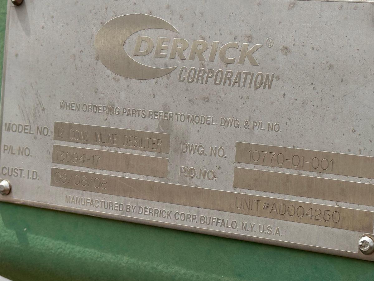 Used 2008 DERRICK CORP. 12 CONE INLINE DESILTER & 2-CONE DESANDER