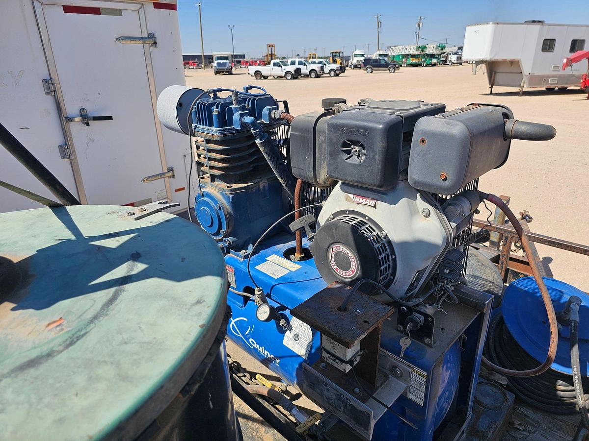 Used Portable pneumatic grease pump mtd on 12’ x 6’ shopbuilt t/a bumper pull trailer