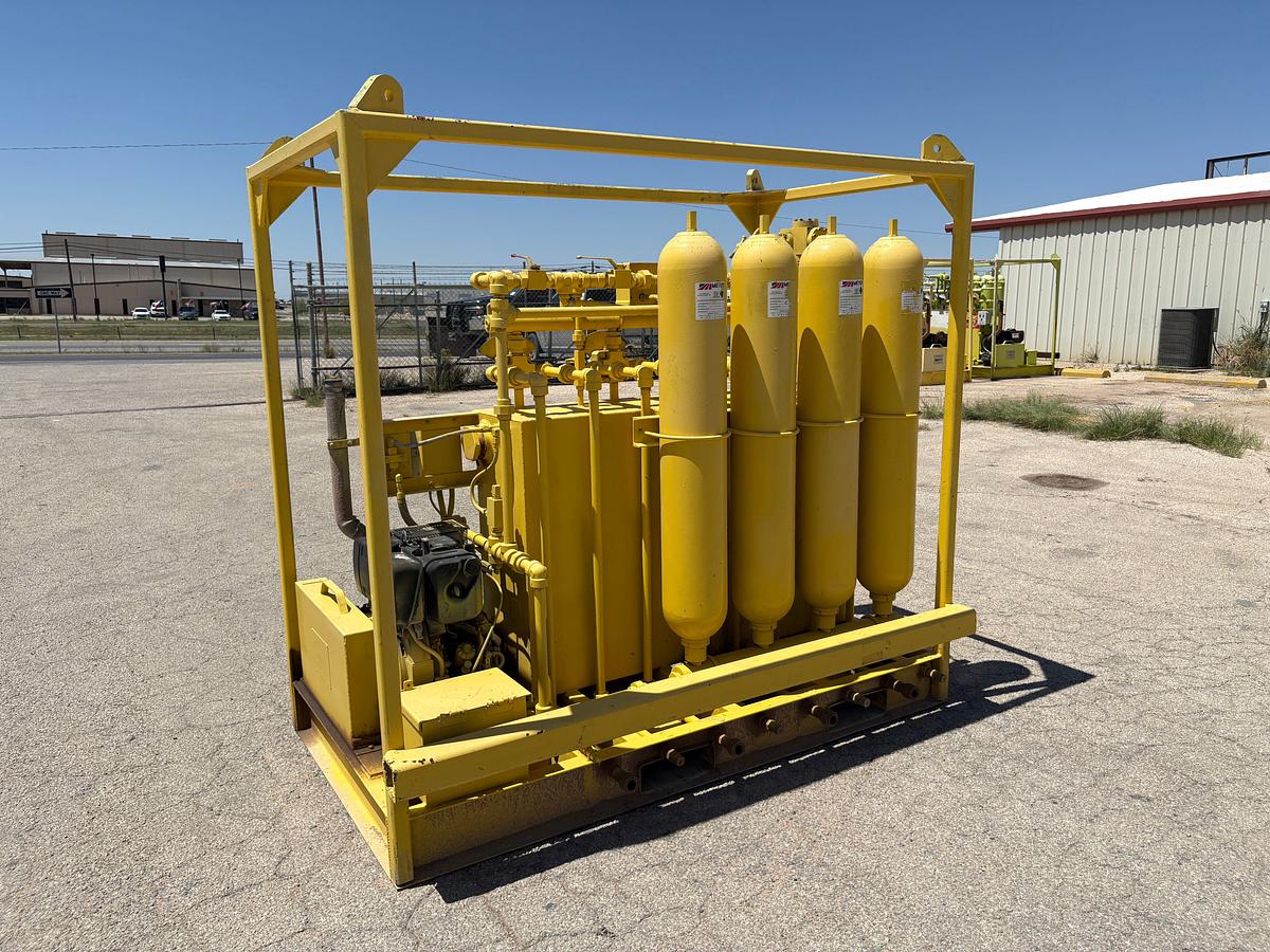 Used Meyer 4-station closing unit, skidded