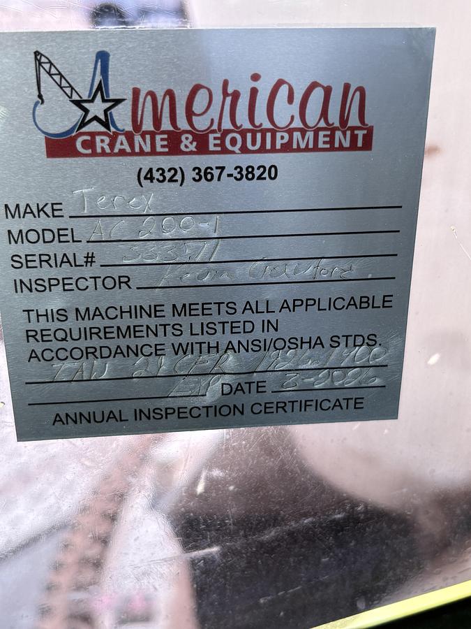 Used 2013 TEREX AC200-1, 240 TON 5-AXLE CRANE