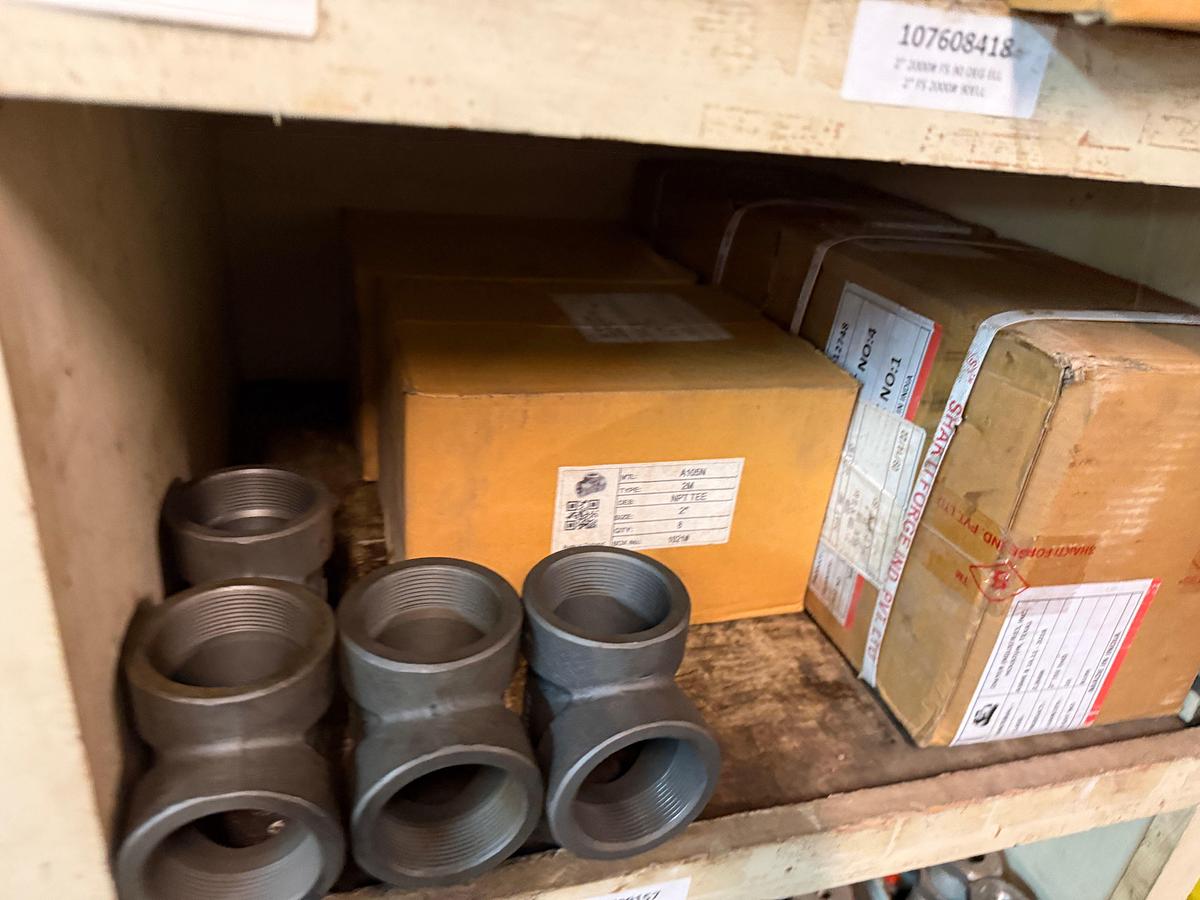 Used SECTION OF (100+) MOSTLY 1/8” THRU 3” 2K WP HEAVY WALL PIPE FITTINGS