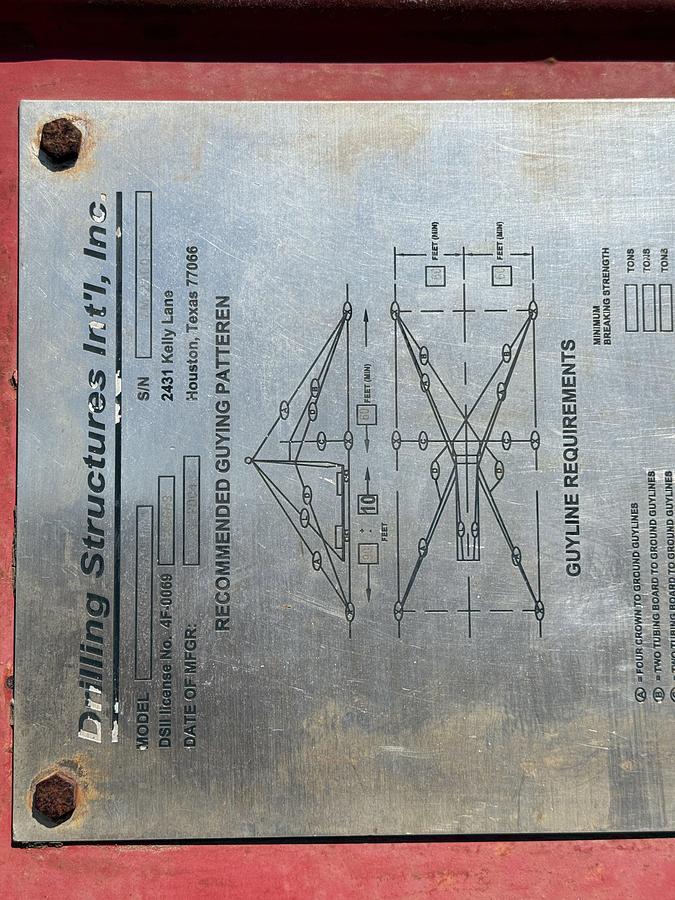 Used 2004 DRILLING STRUCTURES INT’l LANCO 104’-240K LBS DERRICK & Y-BASE