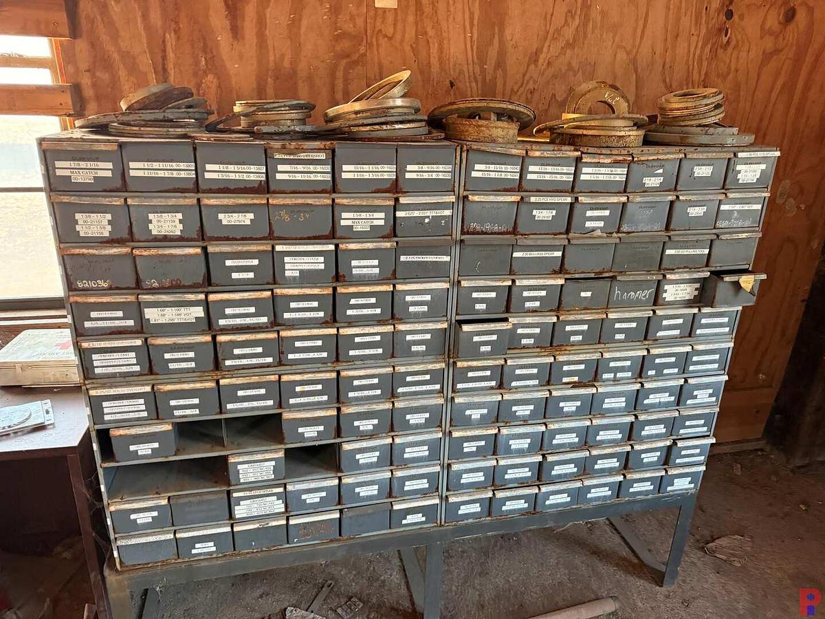 Used (2) 60-BIN FISHING TOOL SMALL PARTS & COMPONENTS SUPPLIES