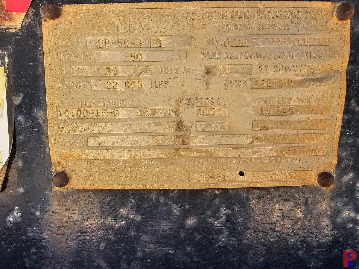 Used 1981 AMC LB-50-3-FG 46’ X 8’ 3-AXLE SCISSORNECK TRAILER