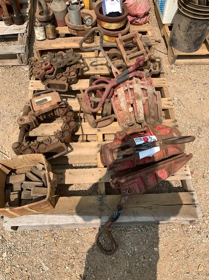 Used Pallets of Casing Clamps, 6” Casing Slips, 6” Pipe Slips and Dies