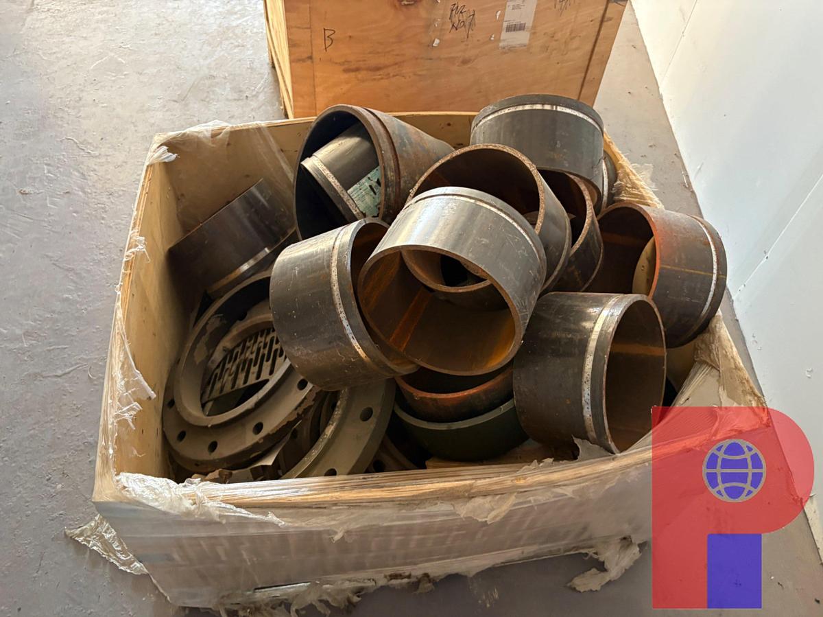 Used (5 PALLETS OF ASSORTED WELD-ON PIPE FITTINGS & (2) STORAGE RACKS