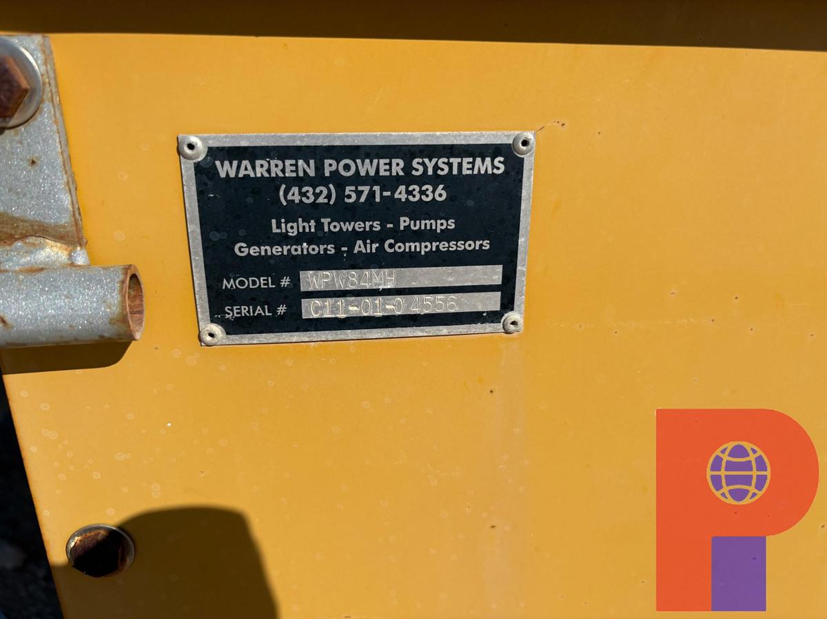 Used WARREN POWER SYSTEMS WPW84MH 8KW S/A BUMPER PULL LIGHT TOWER